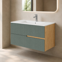  Mobilier pentru lavoar pe blat Fluminia, Malta, finisaj riflat, 100 cm, salvia