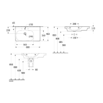 Lavoar suspendat Villeroy & Boch Skyla 80 cm, TitanCeram, alb alpin