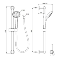Set de duș Ideal Standard, Idealrain Soft cu pară, bară de duș și furtun, negru mat