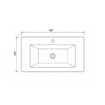 Lavoar compozit Fluminia PISA-100, cu colțuri rotunjite, 100 x 46 cm, alb mat