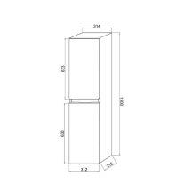 Dulap baie suspendat Fluminia Pisa, front riflat, 2 uși Soft Close, MDF, 31,4 x 31,5 x 130 cm, mattone