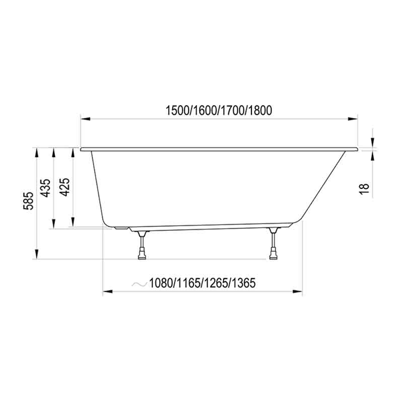 Cadă pentru înzidire Ravak Chrome Slim, acril, 160 x 70 cm, alb