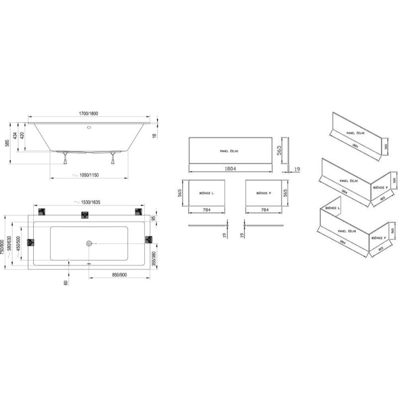 Cadă dreptunghiulară Ravak Formy 01 Slim, acril, 170 x 75 cm, alb