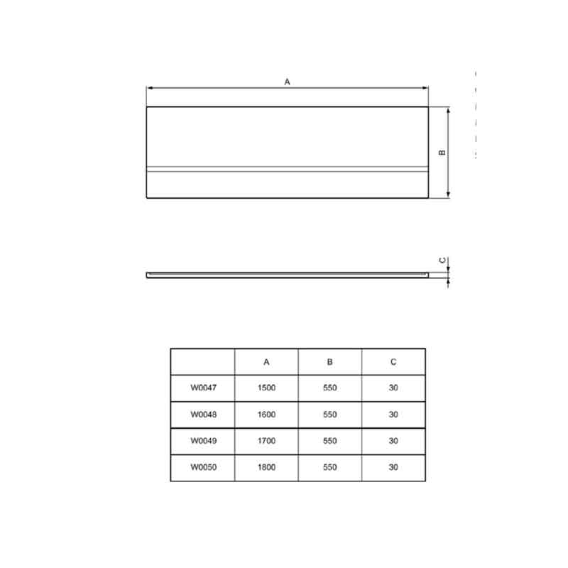 Panou frontal pentru cadă Ideal Standard Simplicity, 170 cm, alb