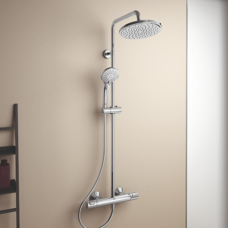 Coloană de duș cu baterie termostatată Ideal Standard, Ceratherm T25, crom