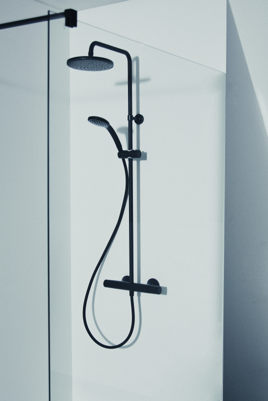 Coloană de duș cu baterie termostatată Ideal Standard Ceratherm T25, negru mat