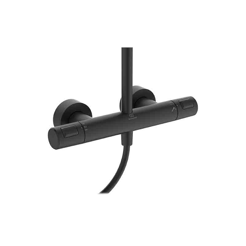 Coloană de duș cu baterie termostatată Ideal Standard Ceratherm T25, negru mat