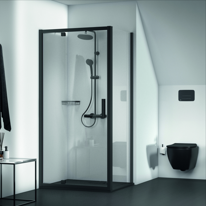 Coloană de duș cu baterie termostatată Ideal Standard Ceratherm T25, negru mat