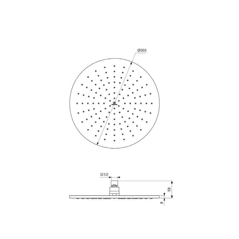 Pălărie de duș Ideal Standard Idealrain, pătrată, 260 x 260 mm, crom