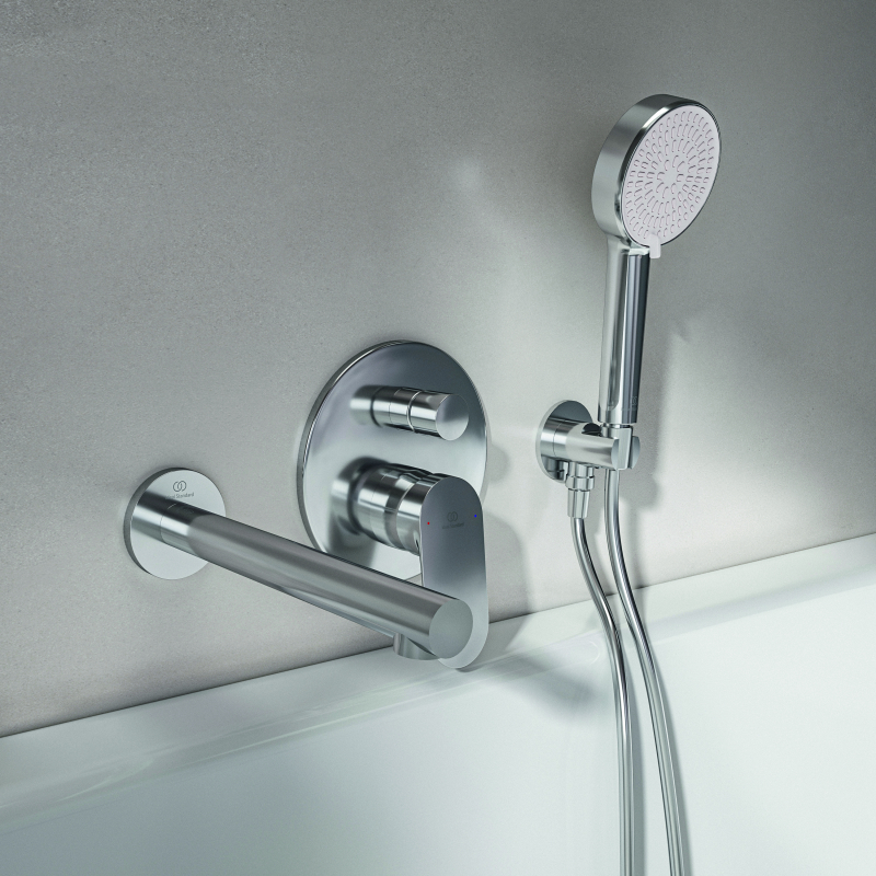Baterie cadă-duș încastrată Ideal Standard Ceralife O, 2 funcții, crom