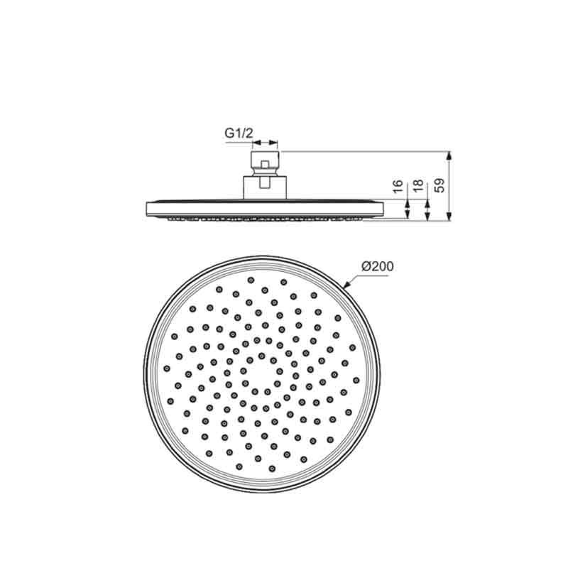 Pălărie de duș Ideal Standard Idealrain, Ø 200 mm, negru mat
