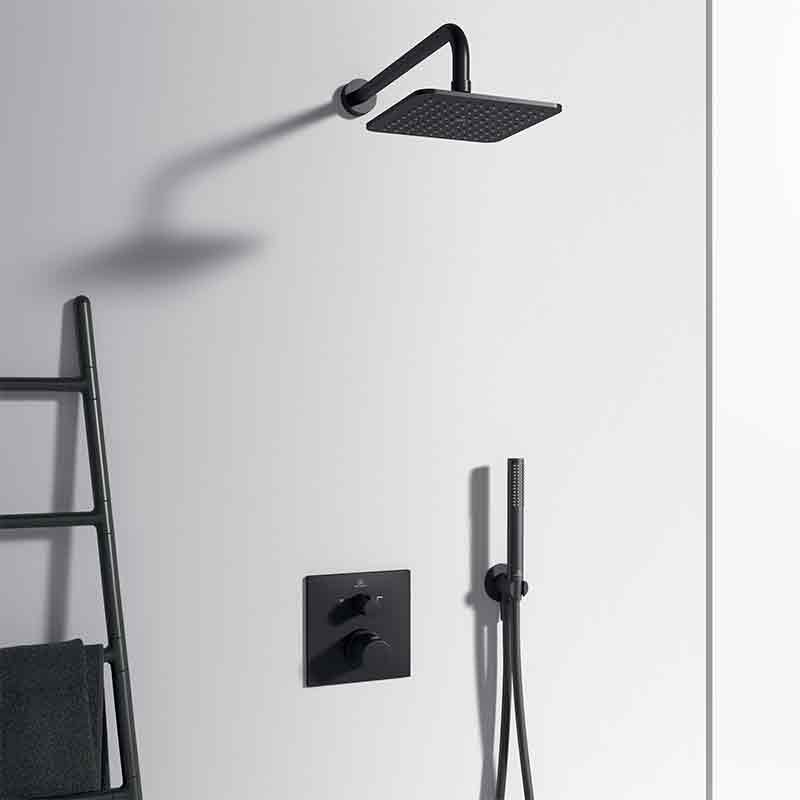 Pălărie de duș Ideal Standard Idealrain, pătrat, 200 x 200 mm, negru mat