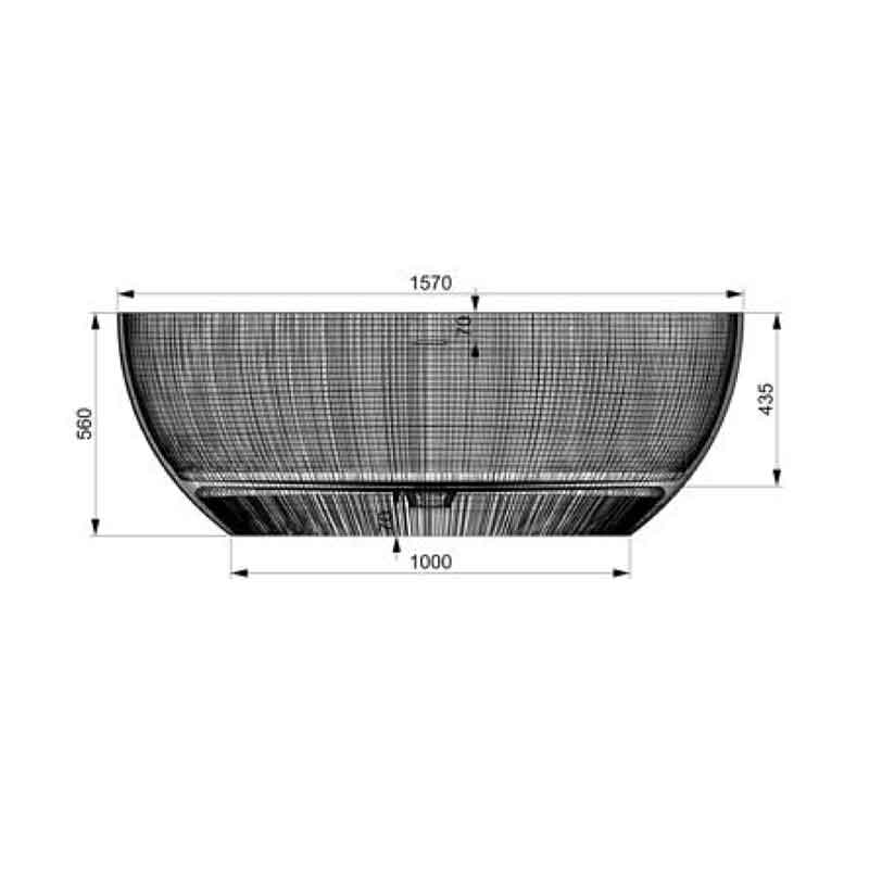 Cadă freestanding TEKO Nubia, din marmură turnată, cu preaplin, 157x65 cm, finisaj Gelcoat alb lucios