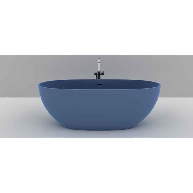 Cadă freestanding TEKO Nubia, din marmură turnată, cu preaplin, 157x65 cm, finisaj Gelcoat blue ocean mat