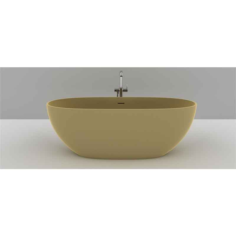 Cadă freestanding TEKO Nubia, din marmură turnată, cu preaplin, 157x65 cm, finisaj Gelcoat beige ivory mat