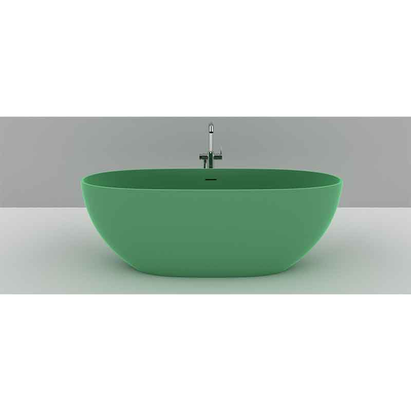 Cadă freestanding TEKO Nubia, din marmură turnată, cu preaplin, 157x65 cm, finisaj Gelcoat green forest mat