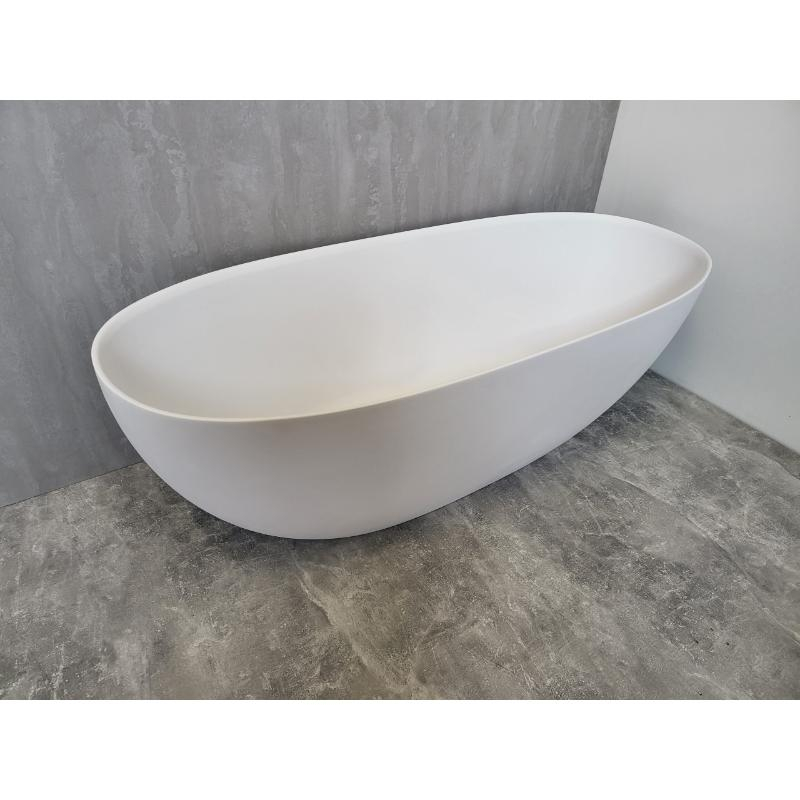 Cadă freestanding TEKO Nubia, din marmură turnată, cu preaplin, 157x65 cm, finisaj Gelcoat green forest mat