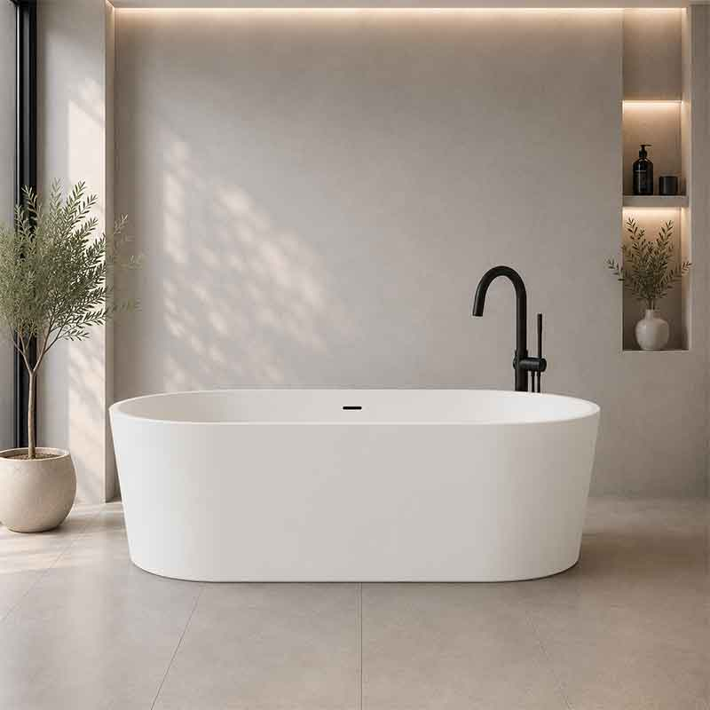 Cadă de baie TEKO Zanzibar din compozit mineral, 157 x 63,5 cm, alb lucios