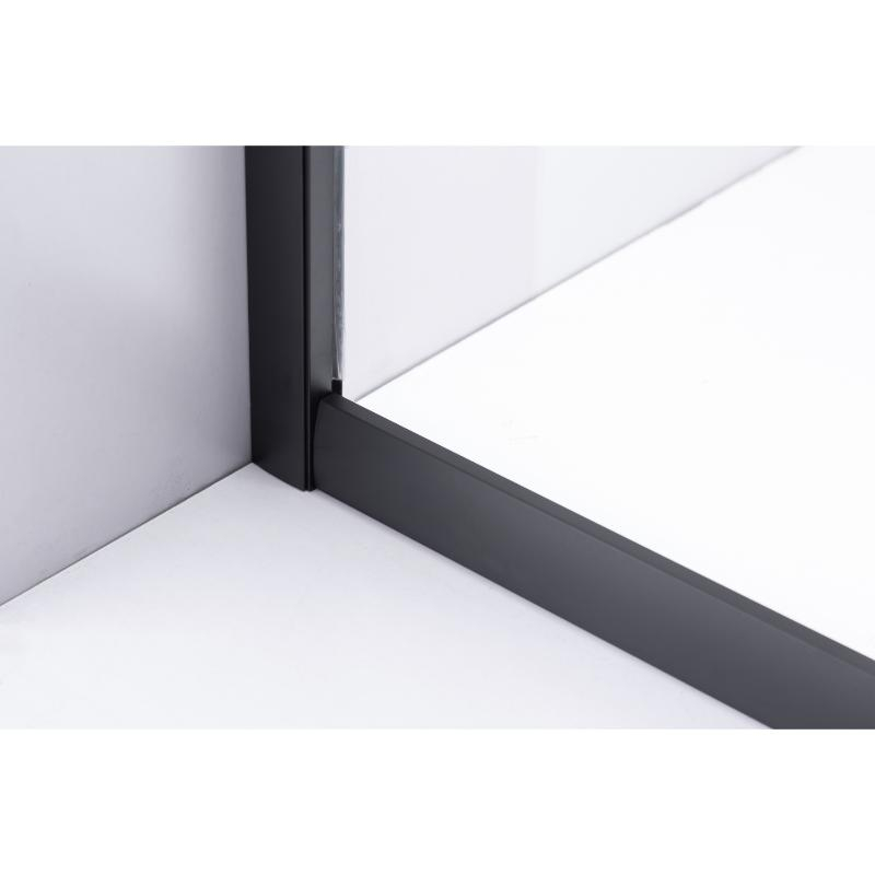 Cabină de duș pătrată Mediterraneo Siri Black 80x80 cm, cu uși culisante rabatabile, sticlă securizată 5 mm, negru mat