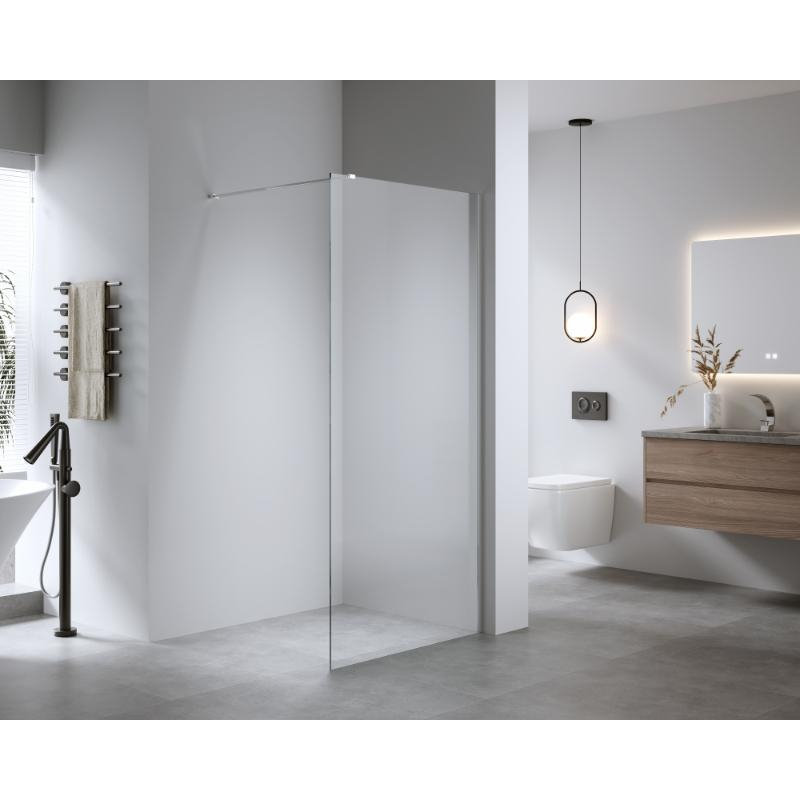 Paravan de duș Walk-In Mediterraneo Trixie 80 cm, sticlă securizată 8 mm, profil crom