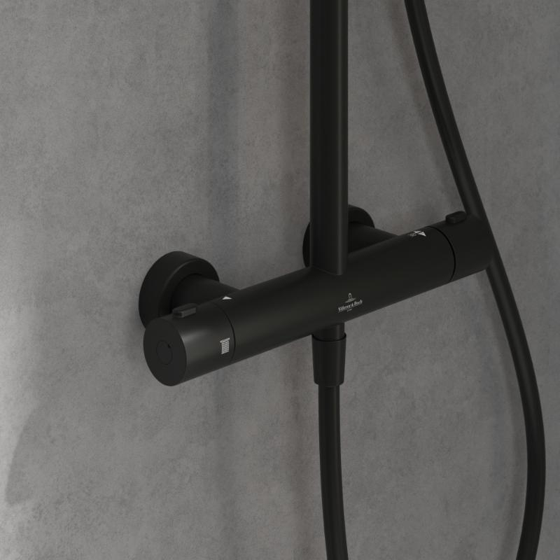 Coloană de duș cu termostat Villeroy & Boch Verve Showers, negru mat