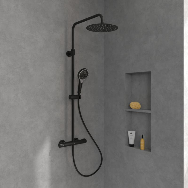 Coloană de duș cu termostat Villeroy & Boch Verve Showers, negru mat