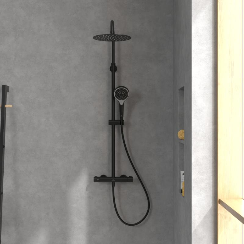 Coloană de duș cu termostat Villeroy & Boch Verve Showers, negru mat