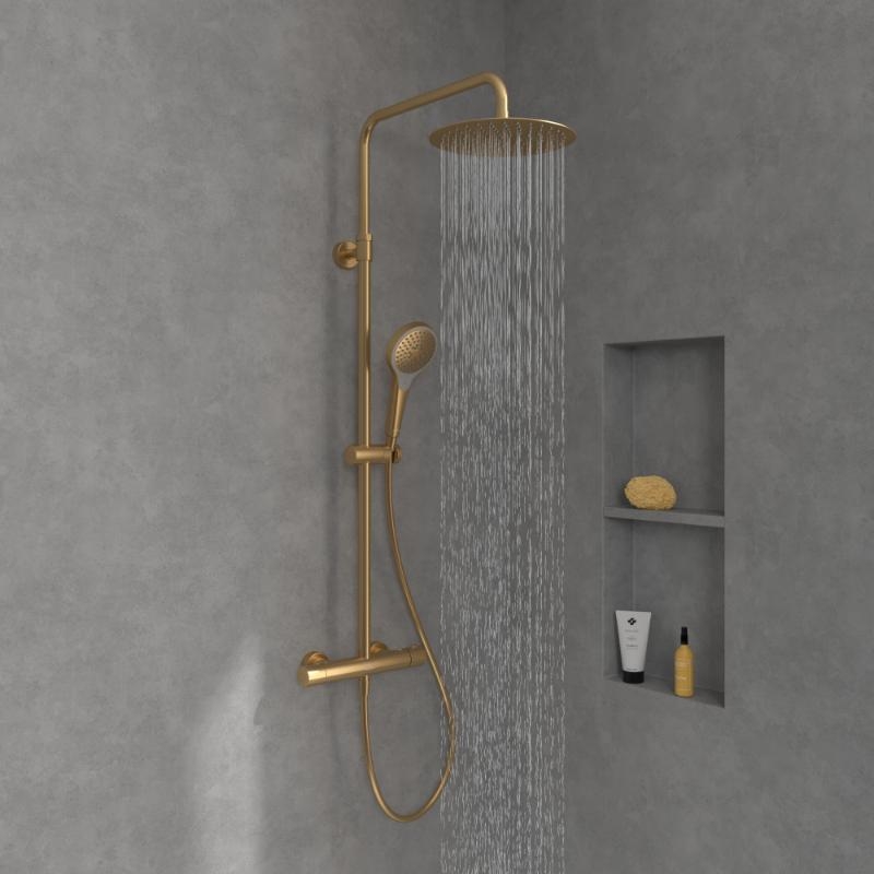 Coloană de duș cu termostat Villeroy & Boch Verve Showers, auriu periat