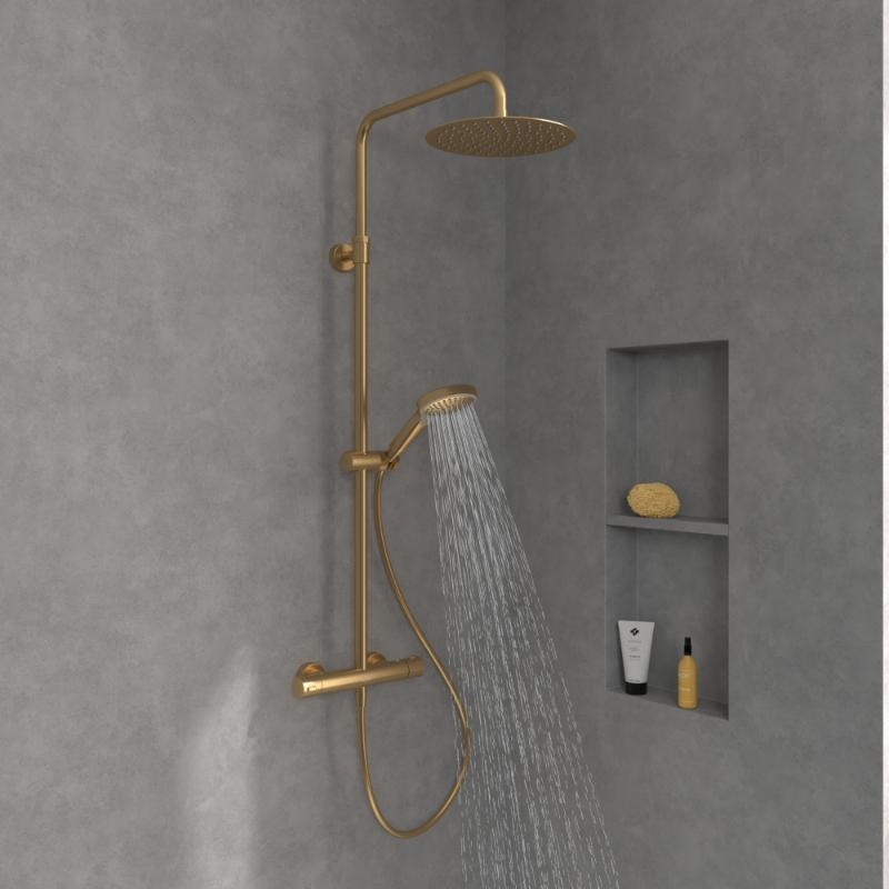 Coloană de duș cu termostat Villeroy & Boch Verve Showers, auriu periat