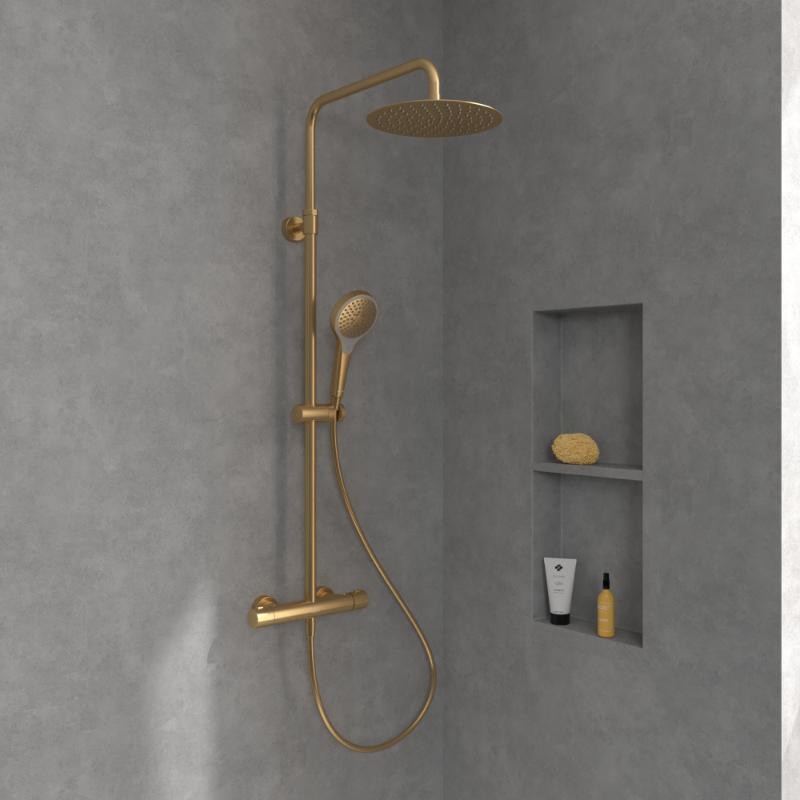 Coloană de duș cu termostat Villeroy & Boch Verve Showers, auriu periat