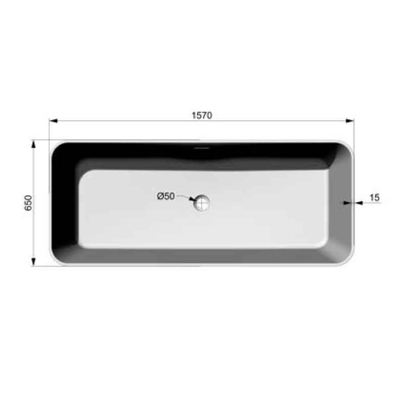 Cadă freestanding din compozit TEKO Cairo, 157x65x56 cm, alb lucios