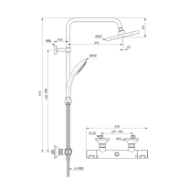 Coloană de duș cu baterie termostatată Ideal Standard, Ceratherm T25, crom