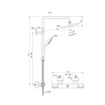 Coloană de duș cu baterie termostatată Ideal Standard Ceratherm T25, negru mat