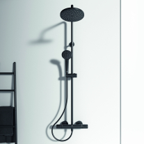 Coloană de duș cu baterie termostatată Ideal Standard Ceratherm T25, negru mat