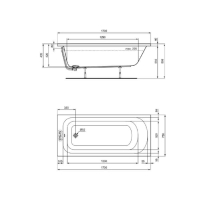 Cadă dreptunghiulară Ideal Standard Simplicity, acril, 170 x 75 cm, alb