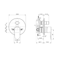  Baterie cadă-duș încastrată Ideal Standard Cerafine O, crom