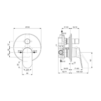 Baterie cadă-duș încastrată Ideal Standard Ceralife O, 2 funcții, crom