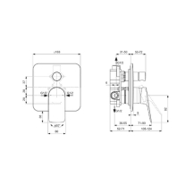  Baterie cadă-duș încastrată Ideal Standard Ceralife C, pătrată, 2 funcții, crom