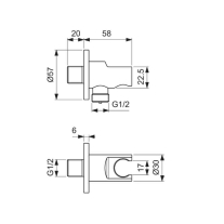 Cot racord de perete pentru duș Ideal Standard Idealrain, profil rotund, negru mat
