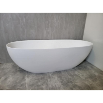 Cadă freestanding TEKO Nubia, din marmură turnată, cu preaplin, 157x65 cm, finisaj Gelcoat rose marble mat
