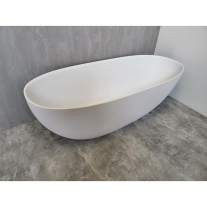 Cadă freestanding TEKO Nubia, din marmură turnată, cu preaplin, 157x65 cm, finisaj Gelcoat rose marble mat