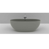 Cadă freestanding TEKO Nubia, din marmură turnată, cu preaplin, 157x65 cm, finisaj Gelcoat grey stone mat