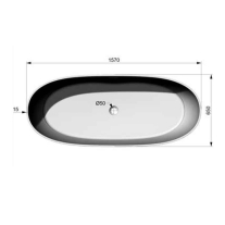 Cadă freestanding TEKO Nubia, din marmură turnată, cu preaplin, 157x65 cm, finisaj Gelcoat grey stone mat