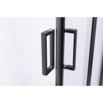 Cabină de duș pătrată Mediterraneo Siri Black 90x90 cm, cu uși culisante rabatabile, sticlă securizată 5 mm, negru mat