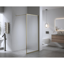 Paravan de duș Walk-In Mediterraneo Trixie 120 cm, sticlă securizată 8 mm, profil auriu