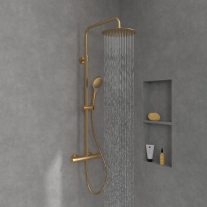 Coloană de duș cu termostat Villeroy & Boch Verve Showers, auriu periat