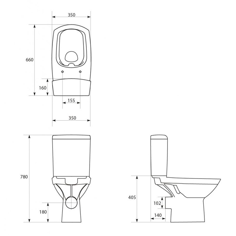 Set vas WC Cersanit, Carina New, compact, Rimless, cu rezervor si capac inclus
