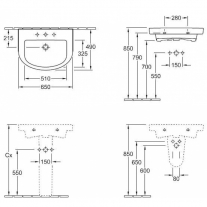 Lavoar suspendat Villeroy & Boch, Subway 2.0, 65x49 cm, alb alpin