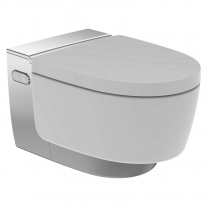 Set vas WC suspendat, Geberit, AquaClean Mera Comfort, rimless, capac cu funcție de bideu, alb/crom