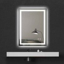 Oglindă dreptunghiulară Fluminia, Jacopo 60, cu iluminare LED și dezaburire, ramă neagră